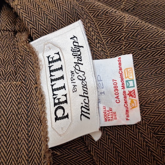 Vintage Michael Phillips size 12 P Brown Herringbone A-line skirt 80s - Picture 3 of 5